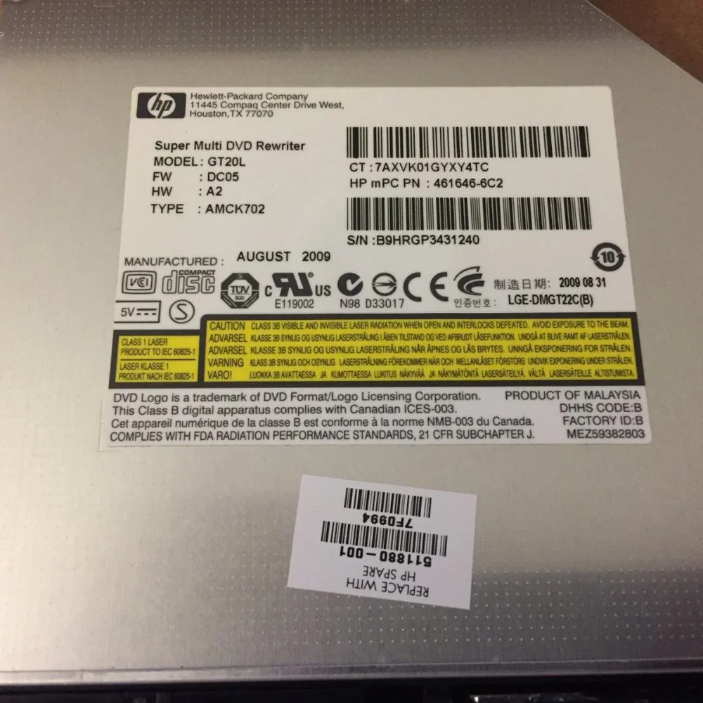 HP GT20L 461646C2 DVD±RW Drive/Burner/Writer SATA Notebook/Laptop Internal DVD